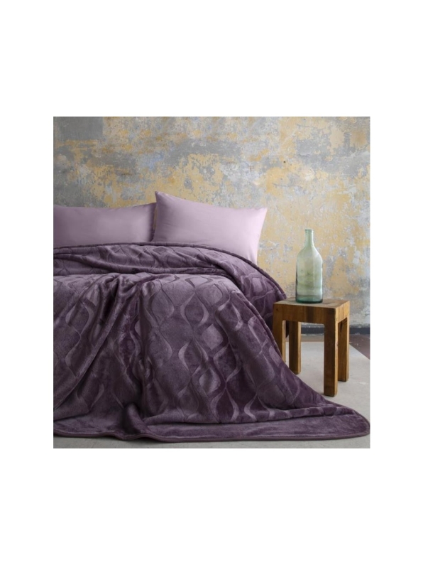 Apricitias Çift Kişilik Embos Desen Battaniye Mercy Mürdüm - 1