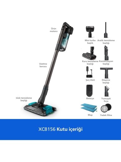 Philips Aqua 8000 Serisi XC8156/10 Islak Kuru Şarjlı Dikey Süpürge