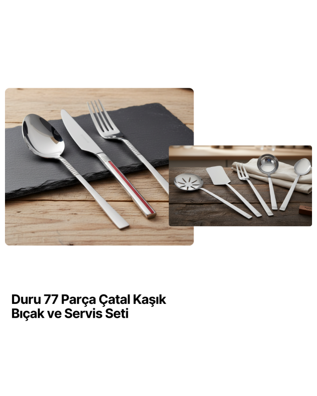 Schafer Duru 77 Parça Çatal Kaşık Bıçak Takımı 11001-GUM01 - 1