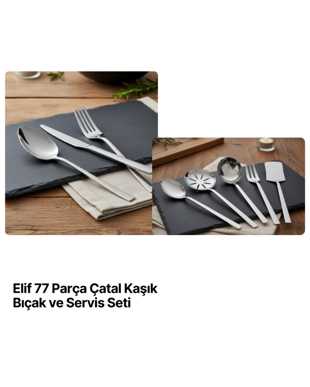 Schafer Elif 77 Parça Çatal Kaşık Bıçak Takımı 11001-GUM01 - 1