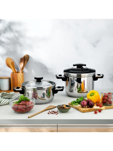 Schafer İn-Safe 2 li Düdüklü Tencere Seti 4 Parça-Siyah