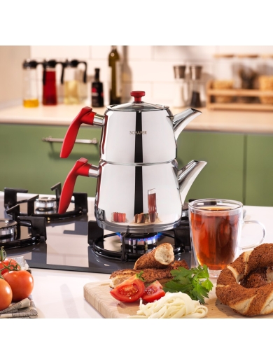 Schafer Rot Orta Boy Çaydanlık Takımı 3 Prç. Kırmızı