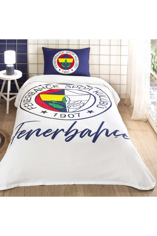 Taç Lisanslı Fenerbahçe Yarım Logo Tek Kişilik Pamuk Pike Takımı