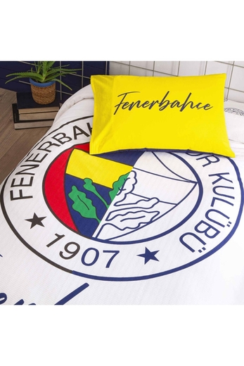Taç Lisanslı Fenerbahçe Yarım Logo Tek Kişilik Pamuk Pike Takımı - Thumbnail